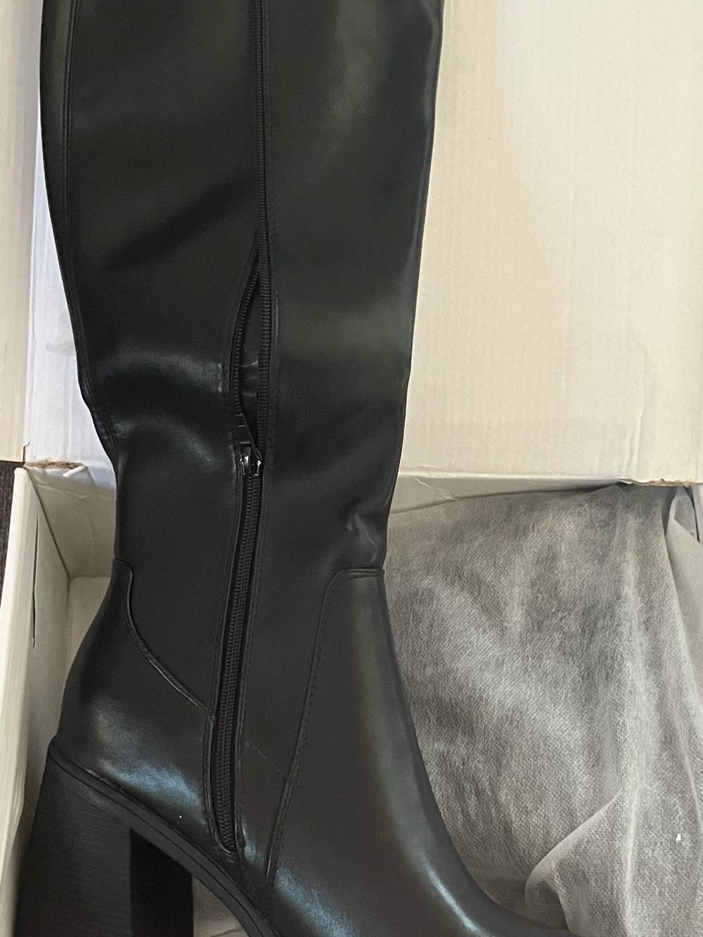 Athlefit Women's Black Mid-Calf Heel Boots - Classic Leather Style